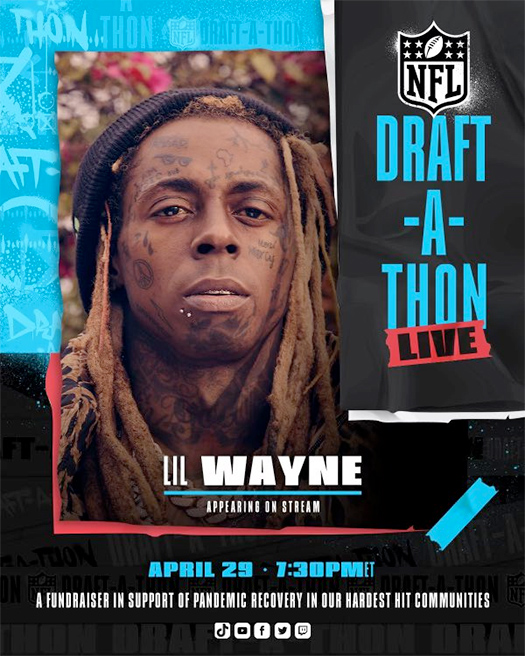 Lil Wayne Makes An Appearance On NFL's Draft-A-Thon Stream Along With  Quavo, Brett Favre, Big Boi, Michael Vick & More [Video]