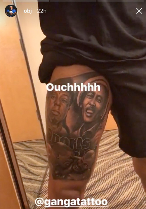 Odell Beckham Jr. Tattoos A Portrait Of Lil Wayne On His Leg